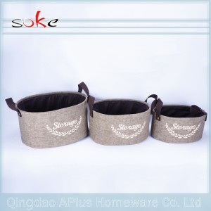 Fabric Linen Canvas Storage Baskets with Handles