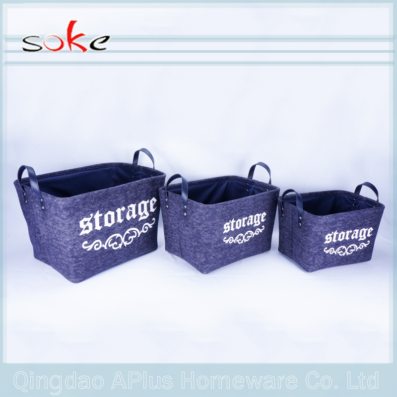 Fabric Linen Canvas Storage Baskets with Handles