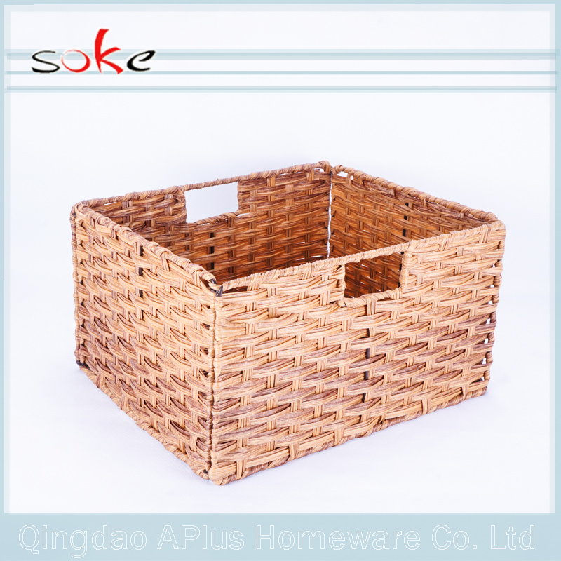 PE rattan woven storage basket to store