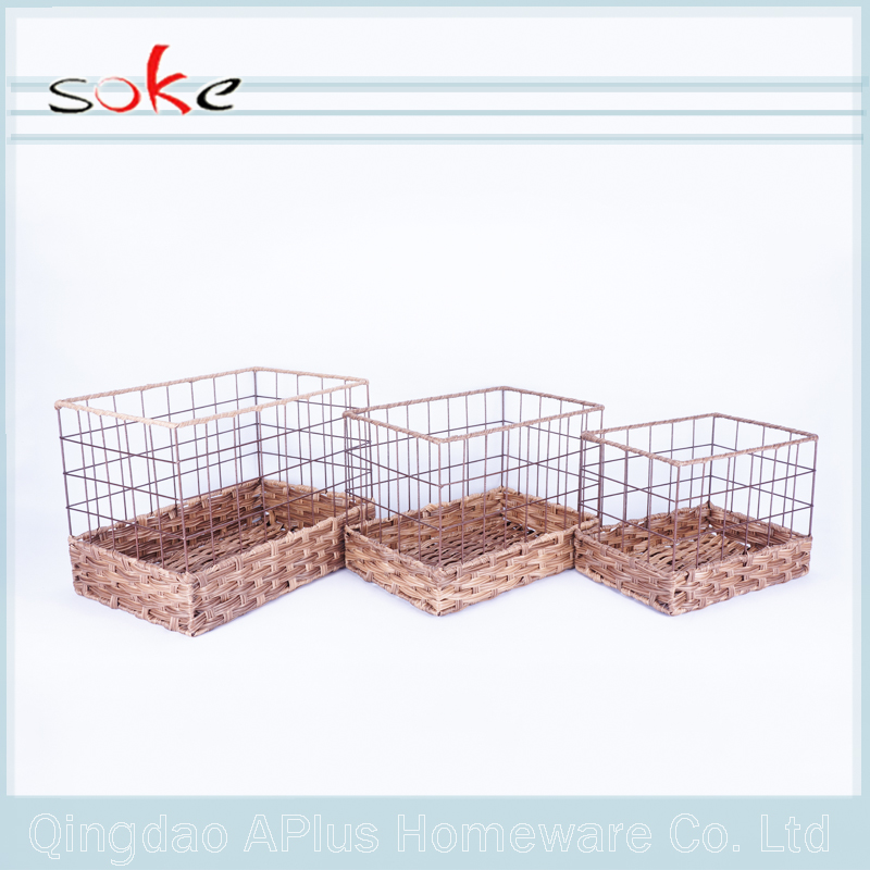 High quality PE rattan handmade woven storage basket