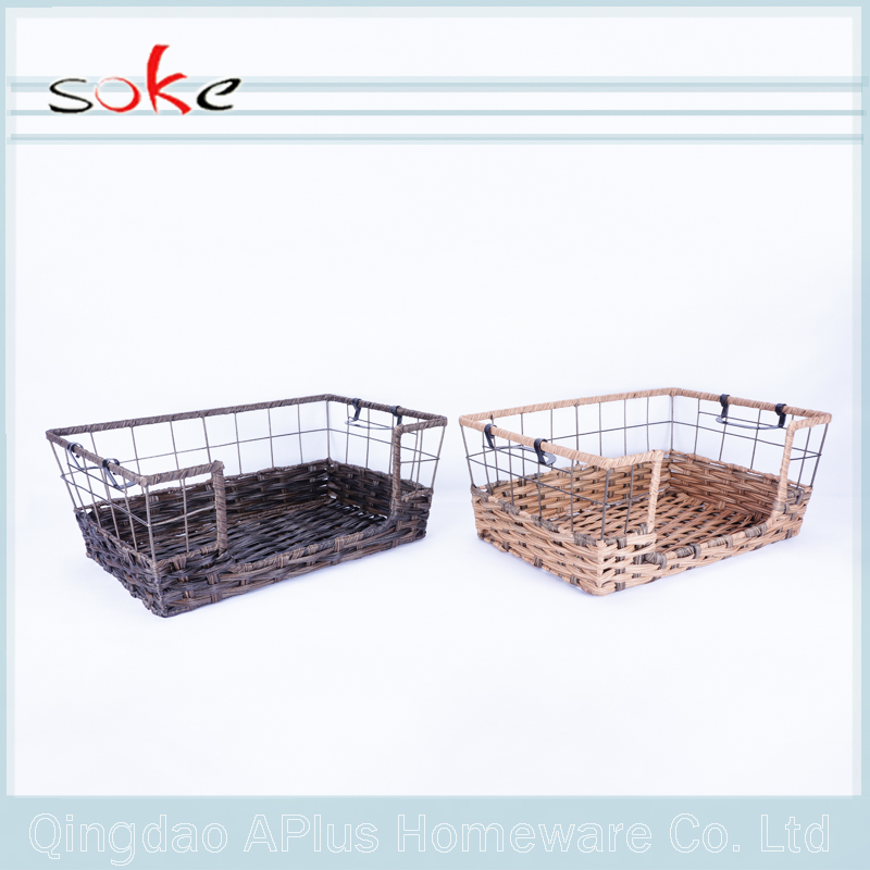 High quality PE rattan handmade woven storage basket