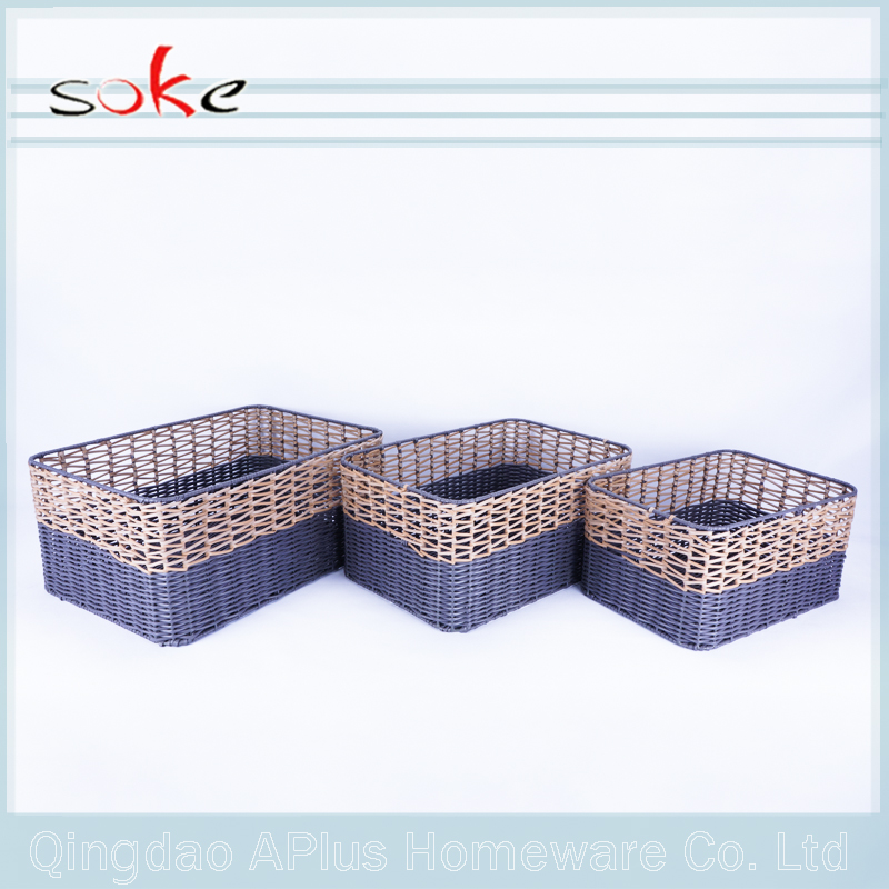 Natural PE rattan handmade woven storage basket