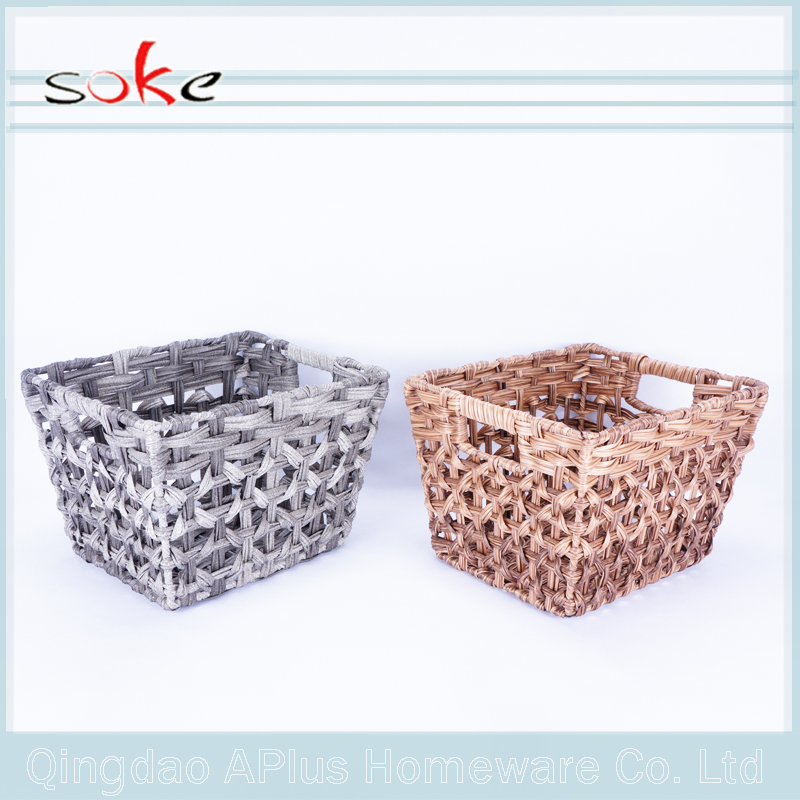 Natural PE rattan handmade woven storage basket