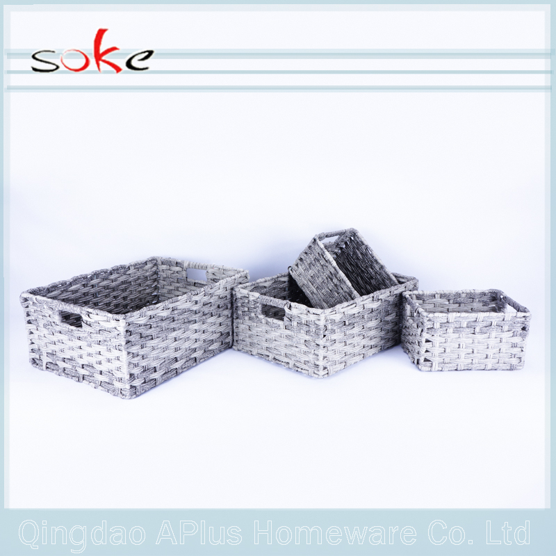 Durable PE rattan handmade woven storage bin