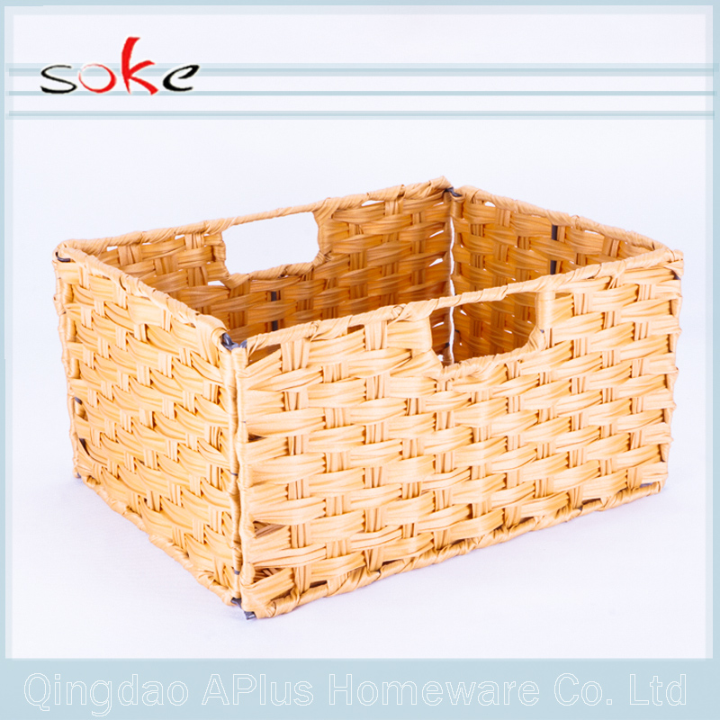 Fashionable design Natural PE rattan handmade woven storage bin
