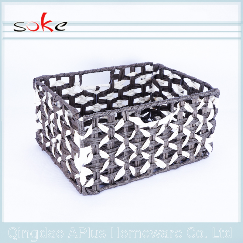 Fashionable design Natural PE rattan handmade woven storage bin