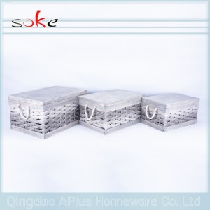 Natural PE rattan handle woven storage bin