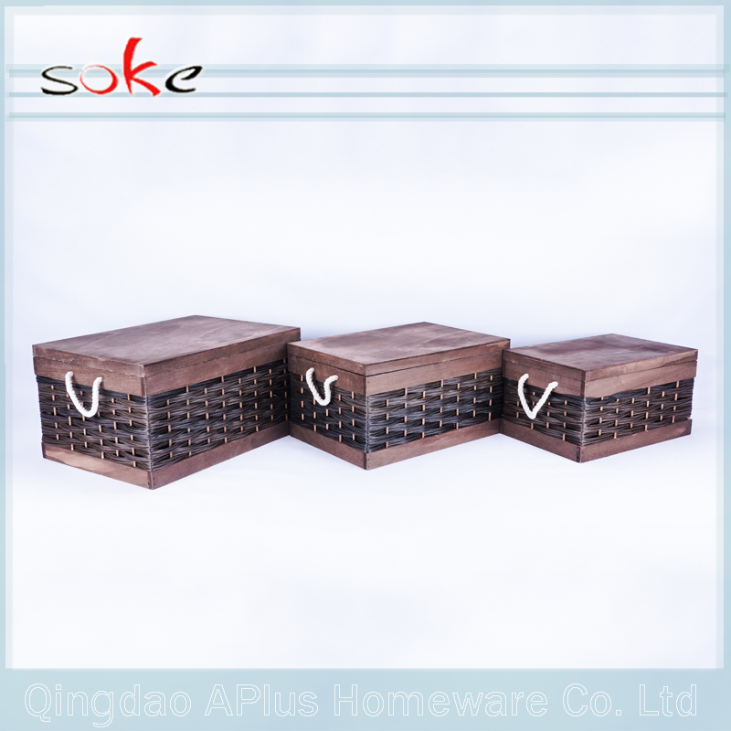 Natural PE rattan handle woven storage bin