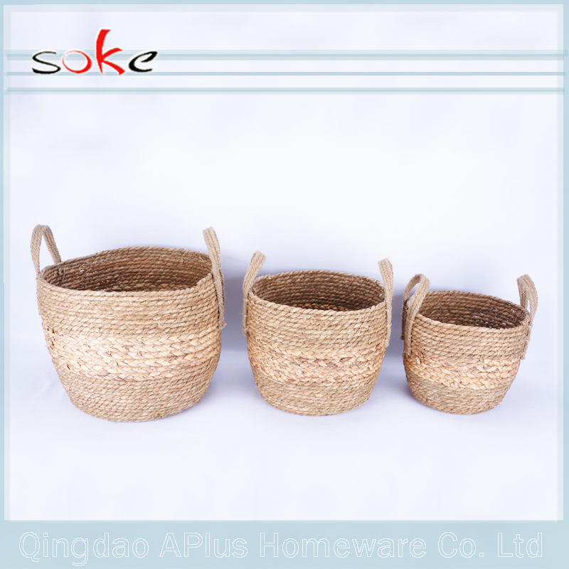 High materials handle pe ratten woven storage bin