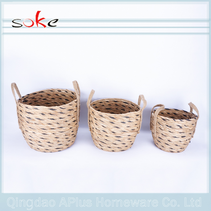 High materials handle pe ratten woven storage bin