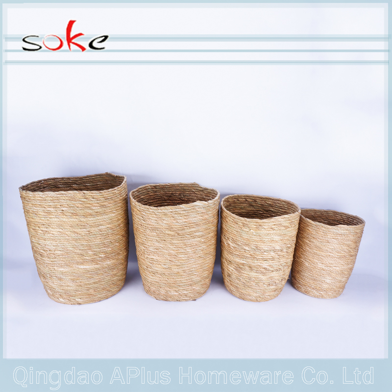 Natural PE rattan handmade woven storage bin