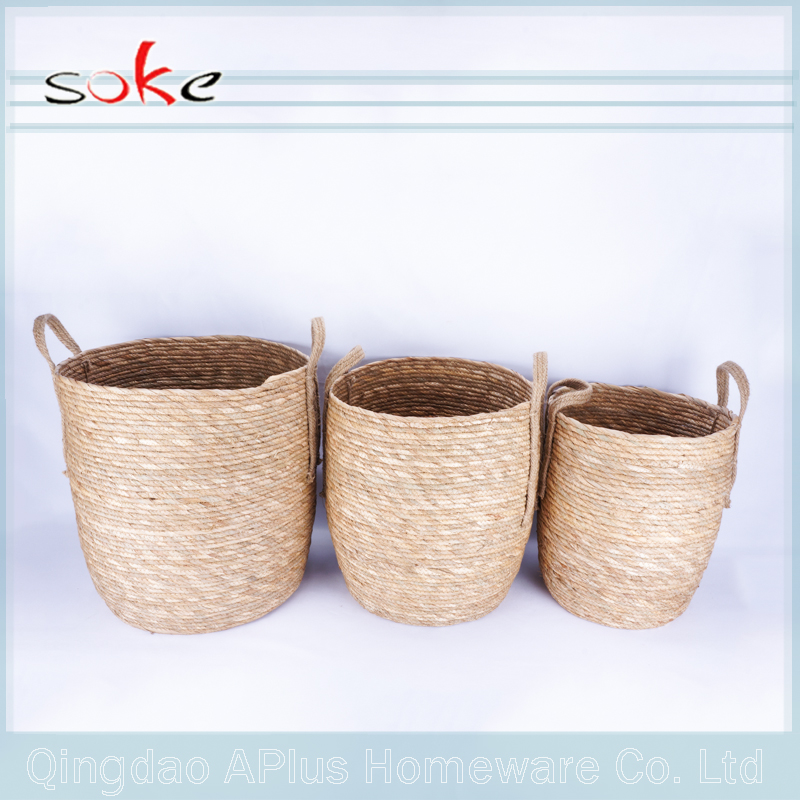 Natural PE rattan handmade woven storage bin