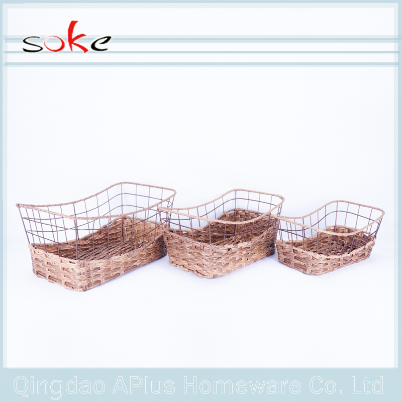 PE rattan woven storage basket cloth storage
